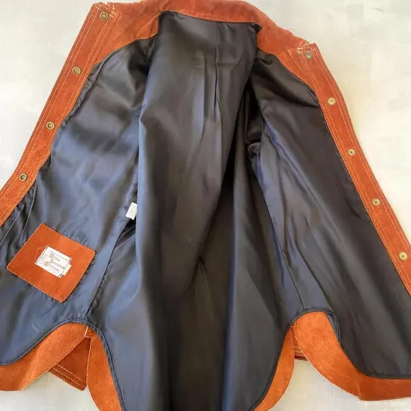 Vintage‎ Suede Jacket Womens 12 Western Ranchman Outfitters Brown Lined - Picture 10 of 10